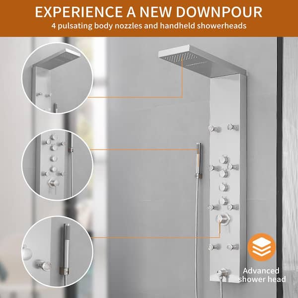 Single Handle 6-Spray Shower Faucet 2.5 Gpm with Adjustable Flow Rate, High Pressure in Brushed Nickel