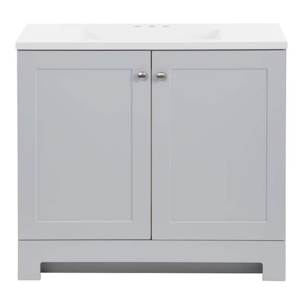 36 in. Single Sink Bath Pearl Gray Vanity with Cultured Marble Top (Assembled)