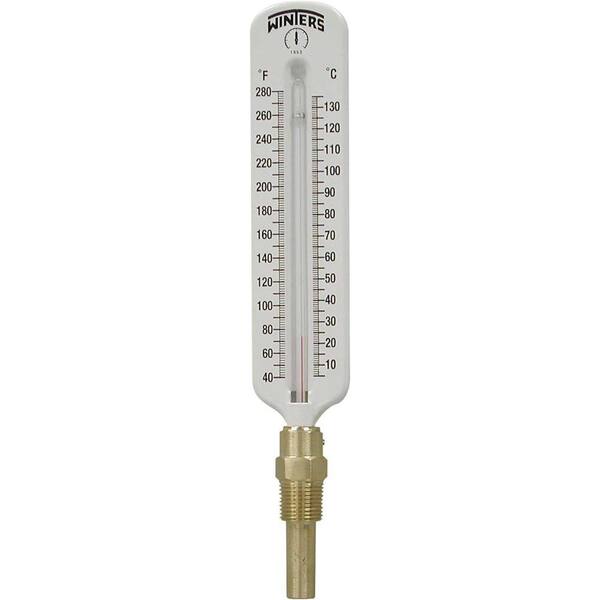 Winters Instruments TSW Series 8 in. Straight Type Hot Water Thermometer with 1/2 in. NPT Brass Thermowell