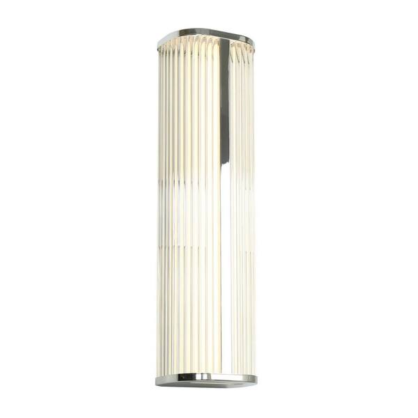 23.6 in. 1-Light Nickel Integrated LED Wall Sconce with Diamond Cut Clear Glass Shade