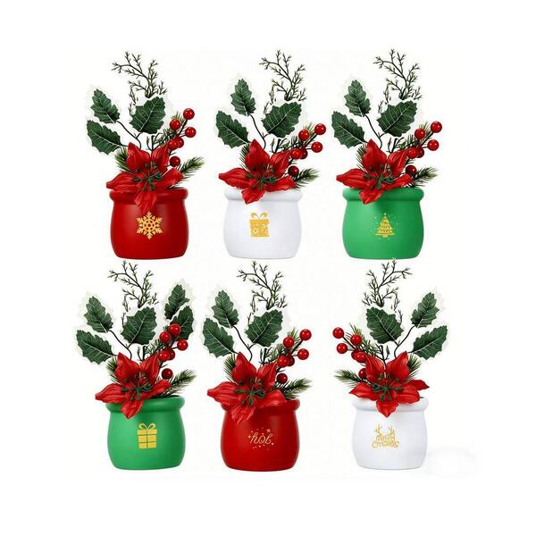 フラワーベース　クリスマス 12 in. Red Indoor Artificial Poinsettia Christmas Flower