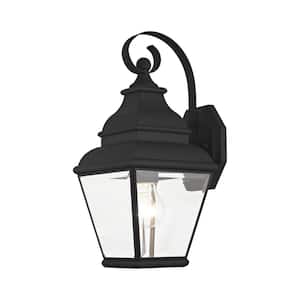 Millstone 15.5 in. 1-Light Black Outdoor Hardwired Wall Lantern Sconce with No Bulbs Included