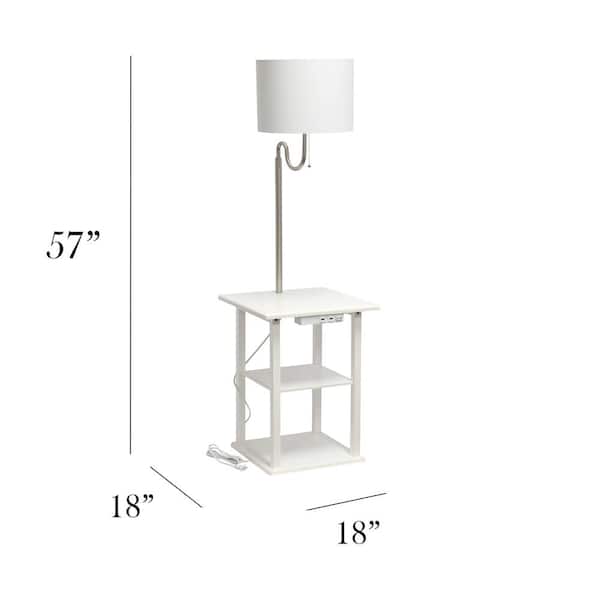 Simple Designs 57 White Standard 2-Tier Floor Lamp Combination