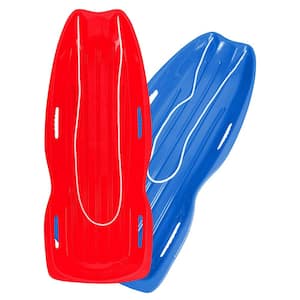 48 in. x 18 in. x 5 in. Downhill Winter Toboggan Snow Sled with Rope (Red and Blue, 2-Piece Combo)