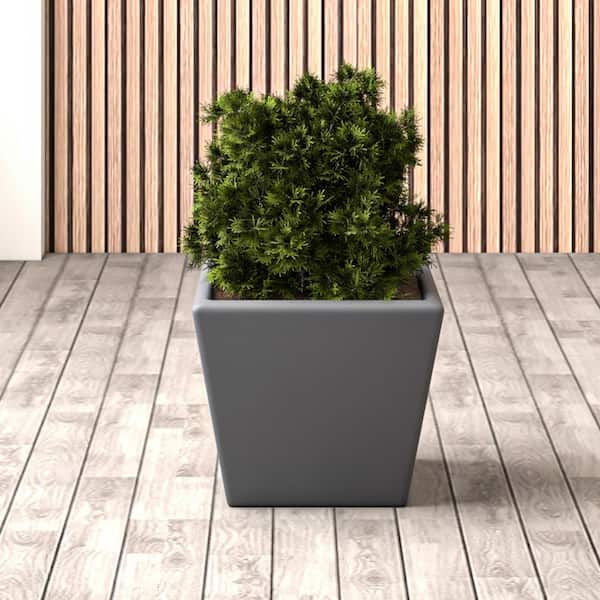 Blossom Modern Weather-Resistant Fiberstone Tapered Square Planter Pot for Indoor and Outdoor 9 in. Wide