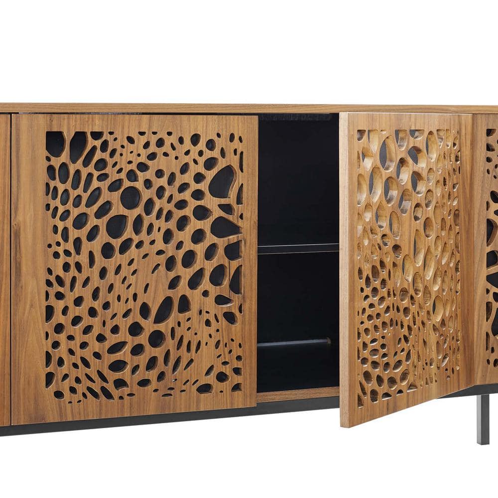 Yosemite 73" Walnut TV Stand with Cutout Cabinet Doors