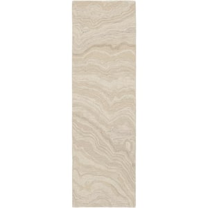 Graceful Beige 2 ft. x 8 ft. Abstract Contemporary Runner Area Rug