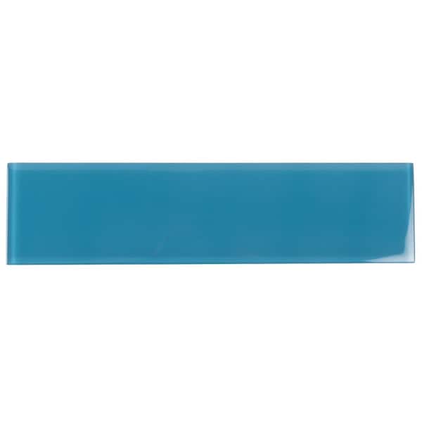 Apollo Tile Ocean Blue 4 in. x 5 in. Polished Glass Mosaic Tile