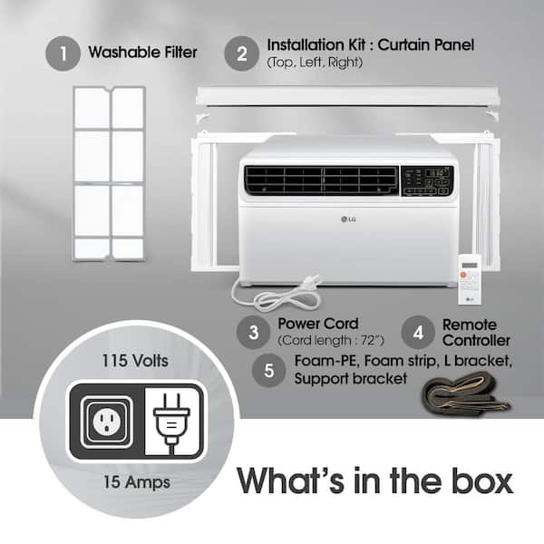 10,000 BTU 115-Volt Window Air Conditioner Unit Cools 450 sq. ft. with Dual inveter, Wi-Fi Enabled and Remote in White