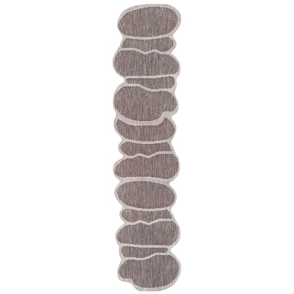 Jasper Modern Rustic Abstract Light Brown/Beige 2 ft. x 8 ft. Indoor/Outdoor Shaped Runner Rug
