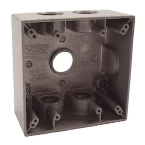 N3R Aluminum Gray 2-Gang Weatherproof Outdoor Electrical Box, 5 Outlets at 3/4-in., With 2 Closure Plugs, 9-Pack