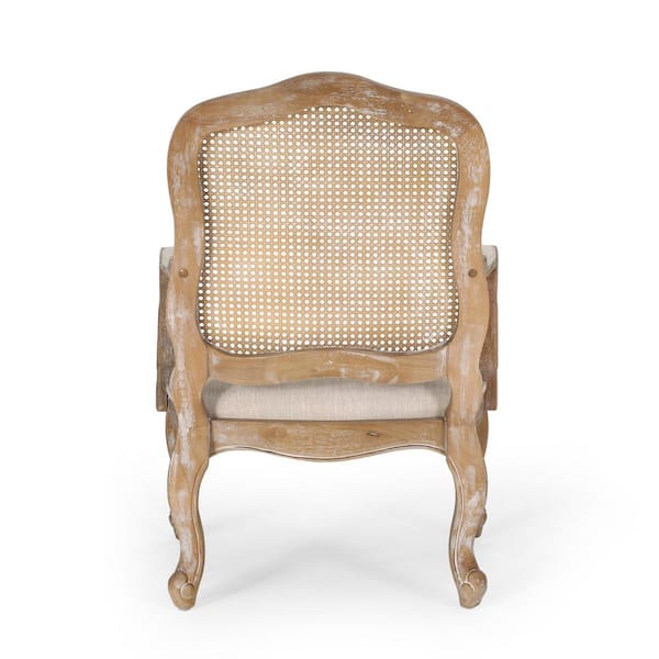 Noble House Corral Beige and Natural Upholstered Dining Armchair