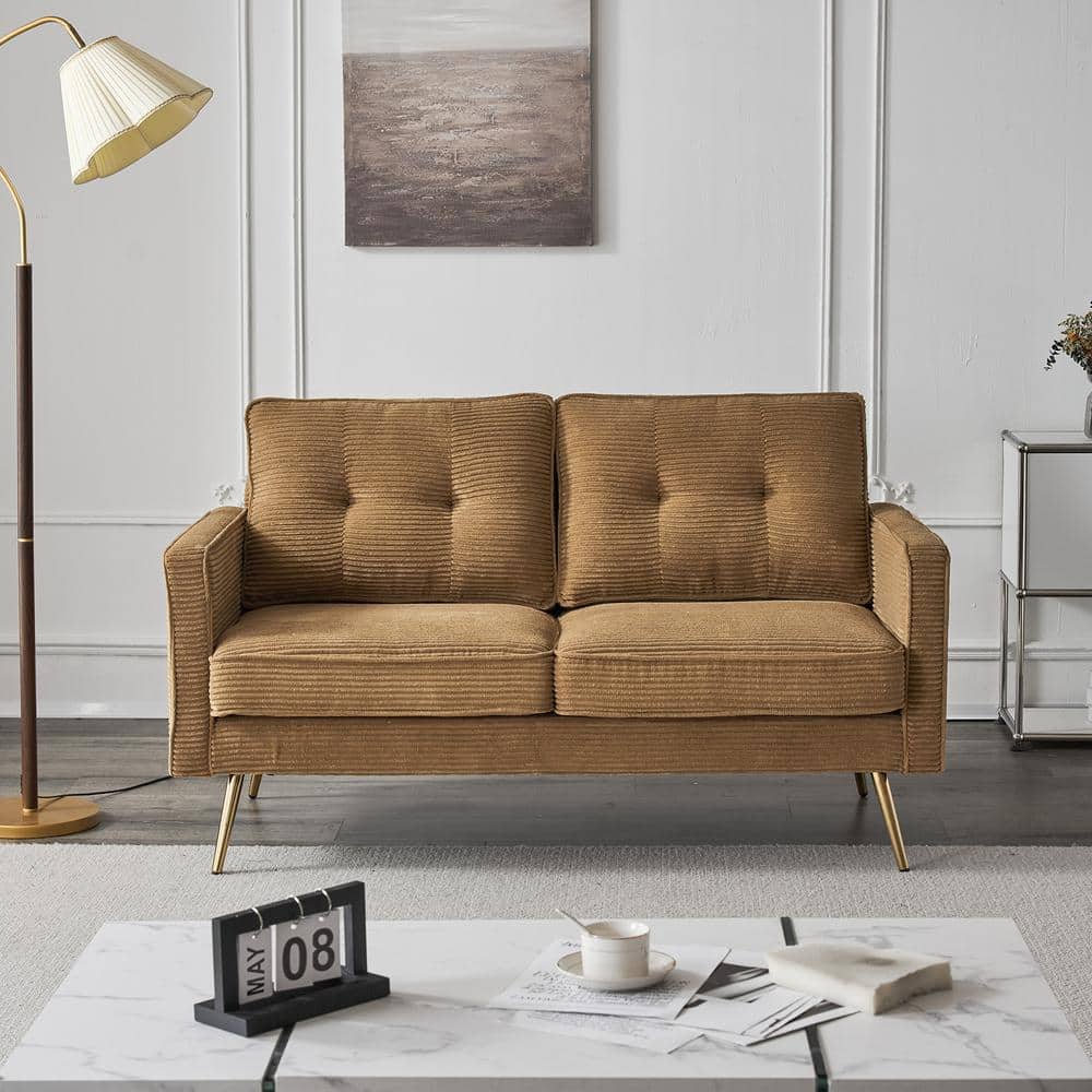 VINGLI 55.1 In. Brown Corduroy 2-Seater Loveseat price history on PriceWatchPro