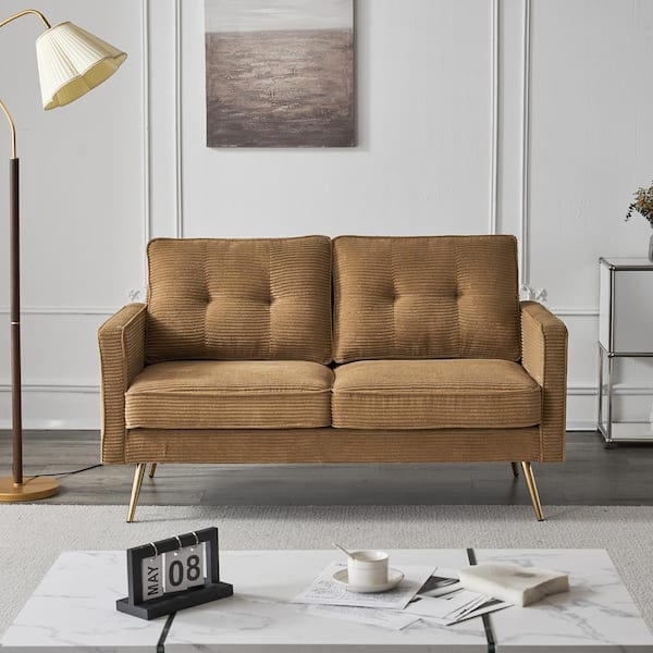 Karl home VINGLI 55.1 In. Brown Corduroy 2-Seater Loveseat