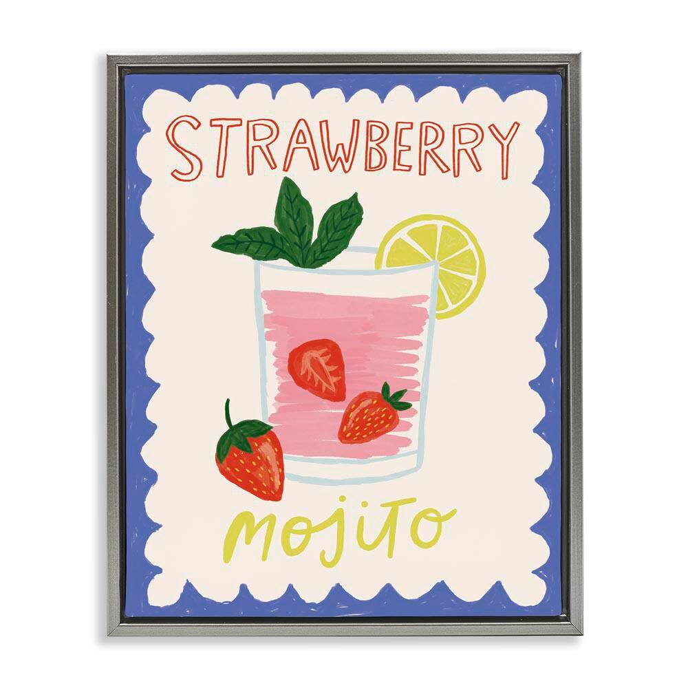 Strawberry Mojito Drink by Lisa Barlow Gray Floater Frame Food Graphic Art Print 21 in. x 17 in. price history on PriceWatchPro
