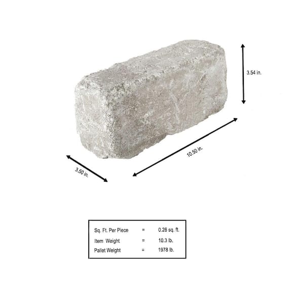 RumbleStone Plank 10.5 in. x 3.5 in. x 3.5 in. Greystone Concrete Paver (192-Piece/ 49 sq. ft./Pallet) RumbleStone Plank 10.5 in. x 3.5 in. x 3.5 in. Greystone Concrete Paver (192-Piece/ 49 sq. ft./Pallet)