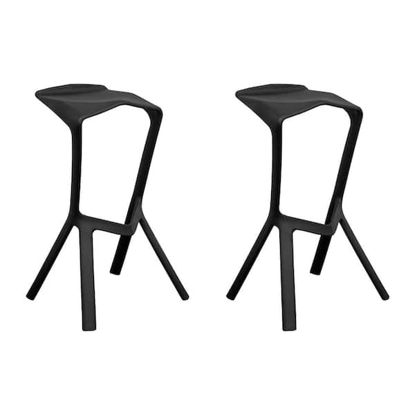 Mod Made 32 in. Black Aspect Modern Plastic Bar Stool (Set of 2)MMBC
