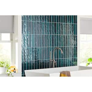 LuxeCraft Arteko Deep Teal 3 in. x 12 in. Glazed Wall Ceramic Tile Sample