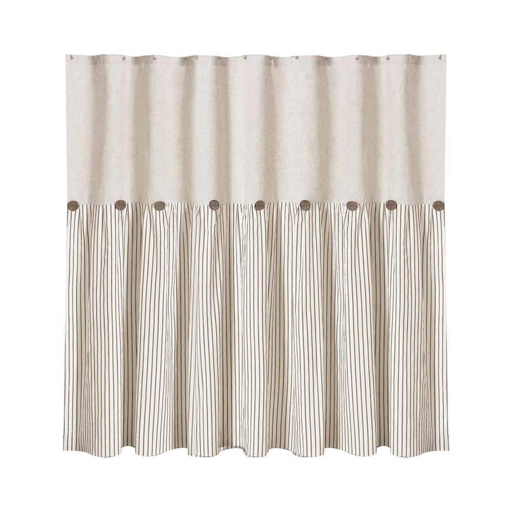 Linen Button 72 x 72 Shower Curtain Farmhouse Beige Cotton Blend Woven Fabric Pleated Brown Stripe Country Style price history on PriceWatchPro