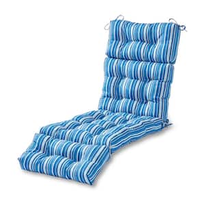 Coastal Stripe Sapphire Outdoor Chaise Lounge Cushion