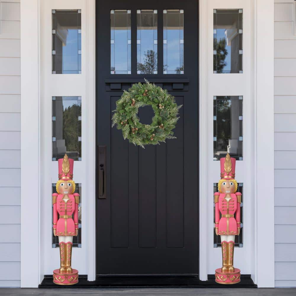37" Pink and Gold Resin Christmas Nutcracker