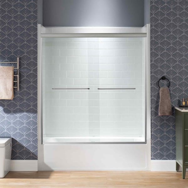 WOODBRIDGE 56-60 in. W x 60 in. H Double Sliding Framed Tub Shower