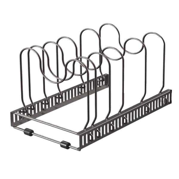 Bronze Expandable Adjustable Pot and Pan Organizer Rack with 10 Dividers for Cabinet Countertop Pantry Kitchen