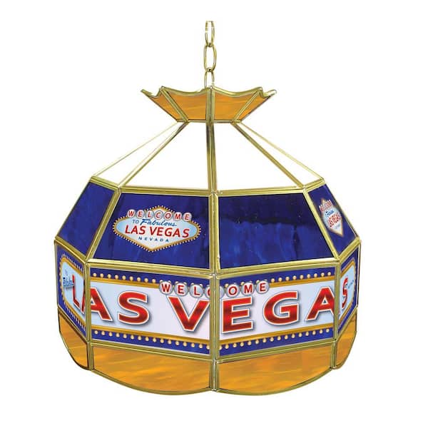 Trademark Global Las Vegas 16 in. Brass Hanging Tiffany Style Billiard Lamp