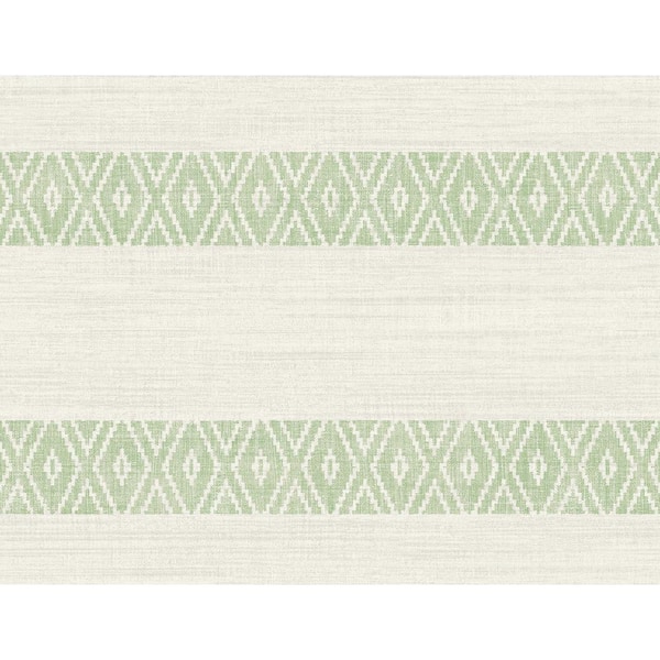 LILLIAN AUGUST 60.75 sq. ft. Coastal Haven Aloe Alani Geo Stripe Embossed Vinyl Unpasted Wallpaper Roll