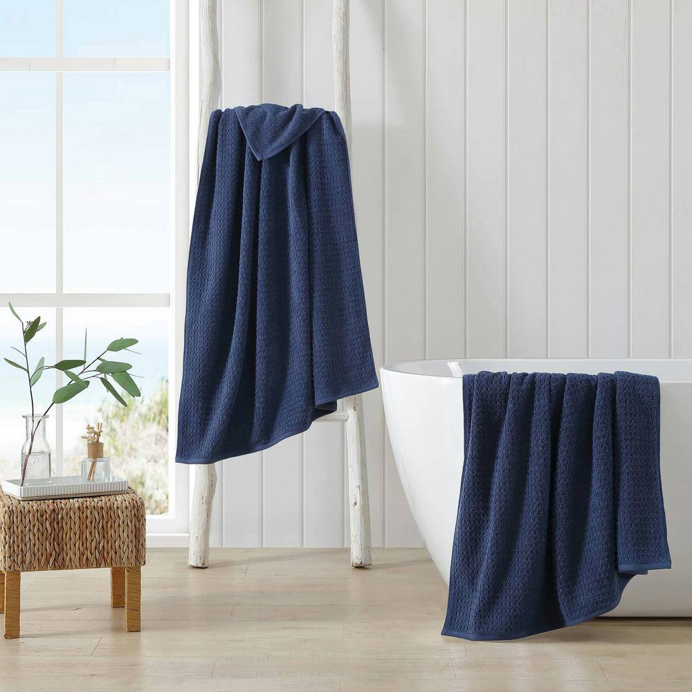 Oversized Dark Blue Cotton Terrycloth Bath Sheet Set