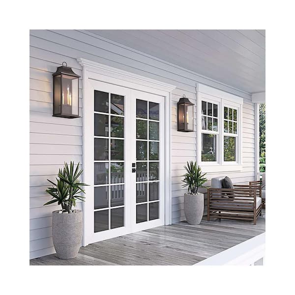 Decorators 25 in. 3-Light Oil-Rubbed Bronze Traditional Dusk to Dawn Outdoor Hardwired Wall Lantern Sconce