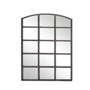 48 in. x 36 in. Black Glass Industrial Arch Wall Mirror