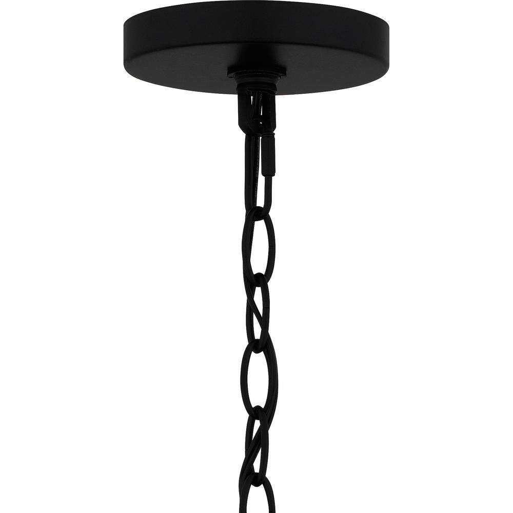 Matte Black Glass and Wood Outdoor Hanging Lantern