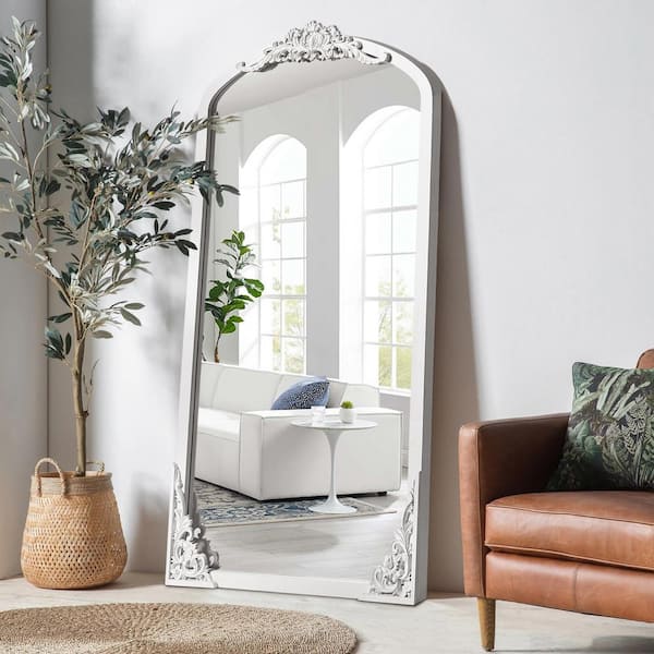 Lirago 28 in. W x 67 in. H Carved Wooden Full Length Mirror in