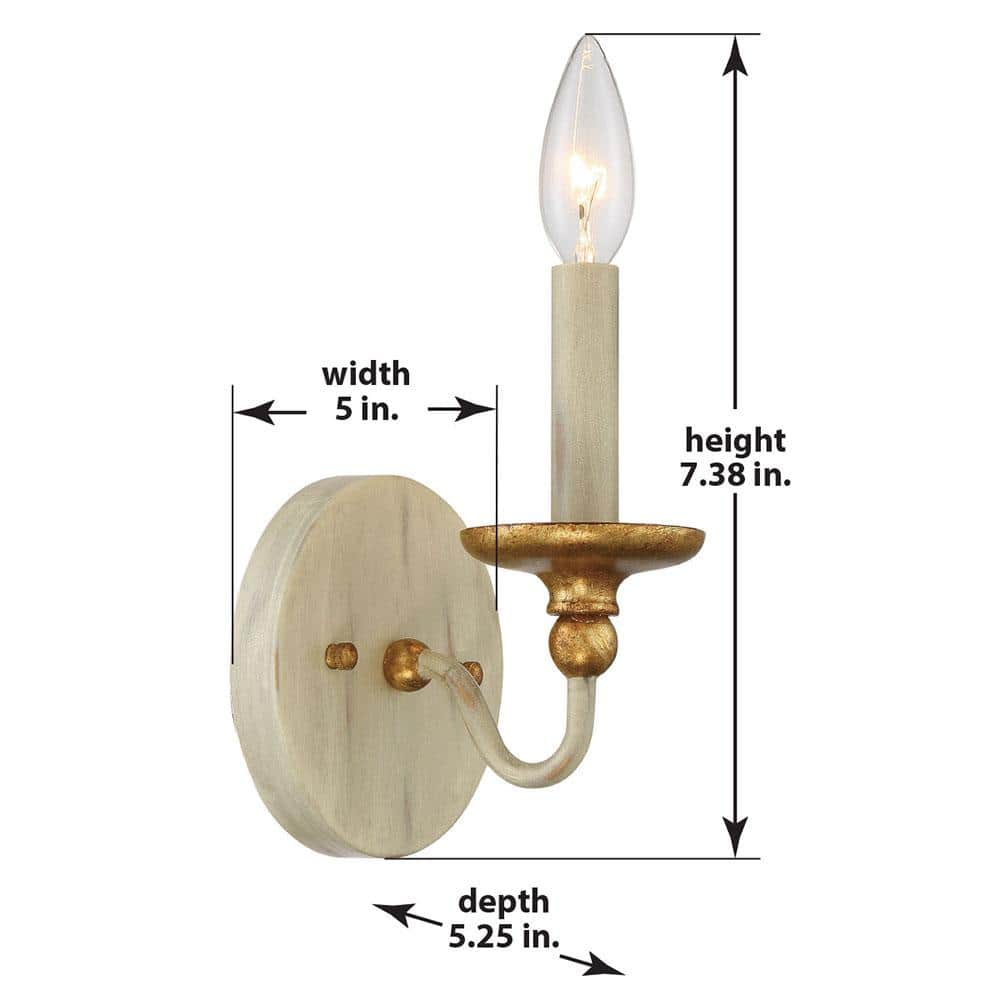 Farmhouse White & Gilded Gold Leaf Steel Dimmable Sconce