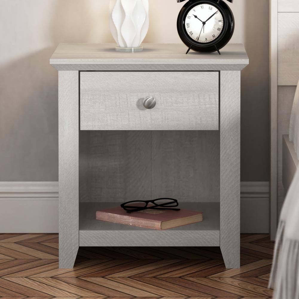 GALANO Oller 1Drawer Dusty Grey Oak Nightstand (23 in. H x 18.7 in. W