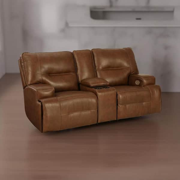 Cesca Auburn Brown Leather Glider Power Recliner Chair