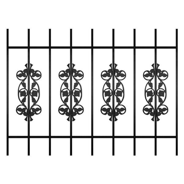 Unique Home Designs Rambling Rose 48 in. x 36 in. Black 9-Bar Window Guard-DISCONTINUED