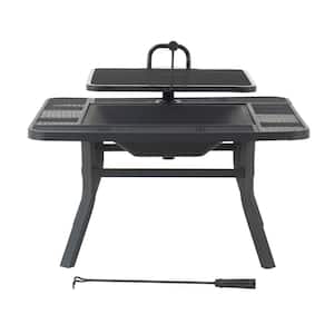 Darius 38 in. Square Firepit with Adjustable Cooktop Grill