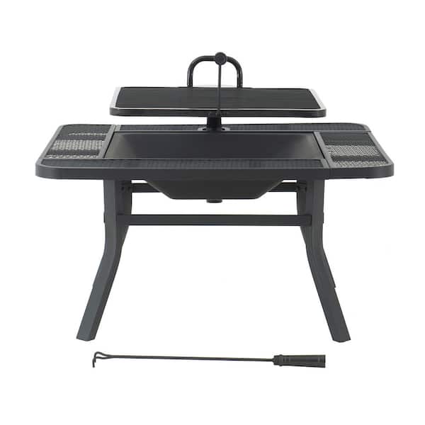 Sunjoy Darius 38 in. Square Firepit with Adjustable Cooktop Grill