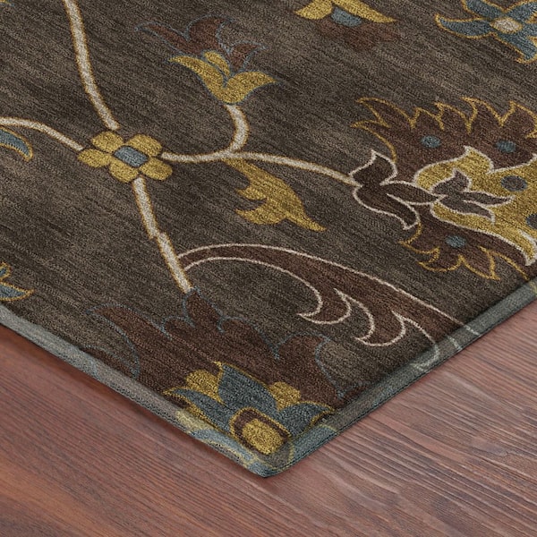 Mayfield Premium Machine Washable Abstract AMF2290 Chocolate 8 ft. x 10 ft. Area Rug