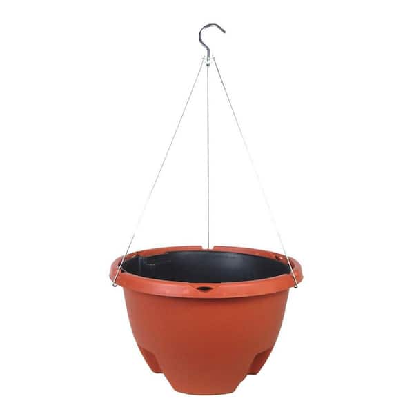 Large 16" Terracotta Color Heavy Duty Plastic Round Indoor/Outdoor Self WateringReservoir Hanging Planter