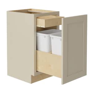 Newport Cream Painted Plywood Shaker Assembled Trash Can Kitchen Cabinet Soft Close 21 in W x 24 in D x 34.5 in H