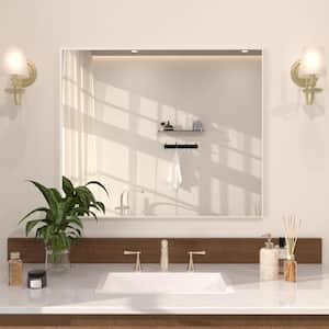 Oblivion 36 in. W. x 30 in. H Rectangular Framed Wall Bathroom Vanity Mirror in Brushed Nickel