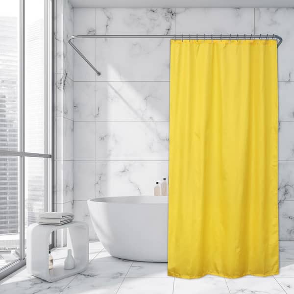 Extra Long 79 in. Yellow Shower Curtain Polyester 12 Rings 1204196