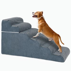 6-Step Dog Stairs for Small Dog and Cat Foam Pet Steps Non-Slip Waterproof Folding Dog Steps w/Removable Washable Cover