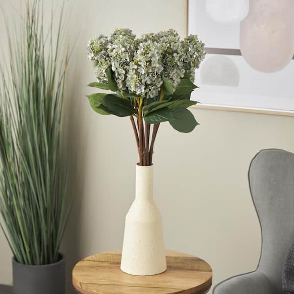 Litton Lane 34 in. Tall Blue Hydrangea Artificial Flower Stem (Set of 8)