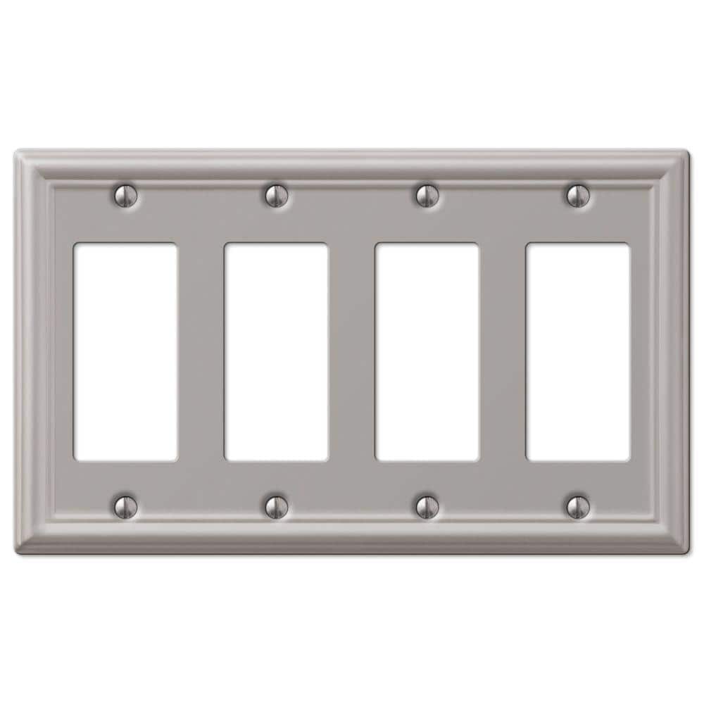 Brushed Nickel Steel Quad Rocker Wallplate