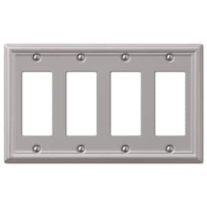 4 GANG SWITCH PANEL SATIN STAINLESS STEEL FLAT PLATE 