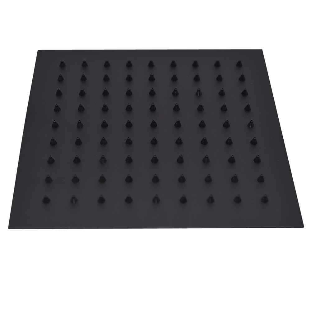 Large Matte Black Stainless Steel Square Rain Shower Head